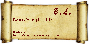Bossányi Lili névjegykártya